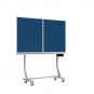 Klapp-Schiebetafel fahrbar, Mittelfläche 200x120 cm, Stahlemaille blau 